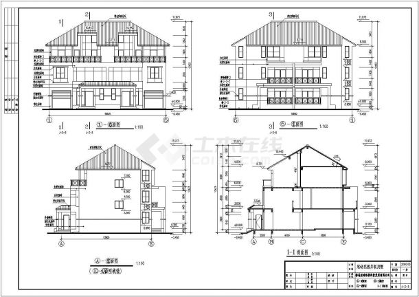 经典现代风格别墅建筑设计方案施工全套图纸-图二