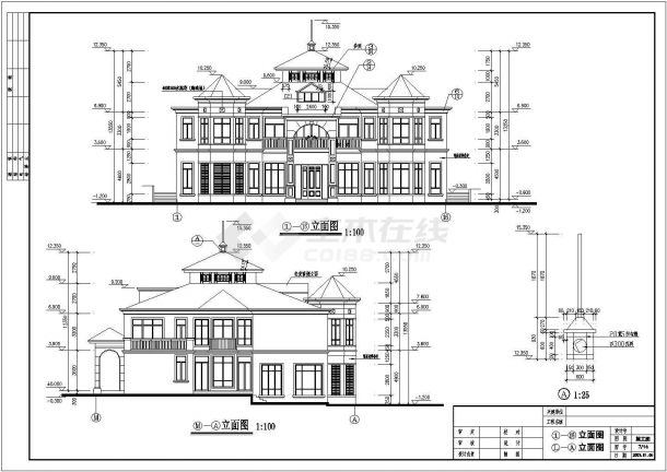 经典现代风格别墅建筑设计方案施工图纸-图二