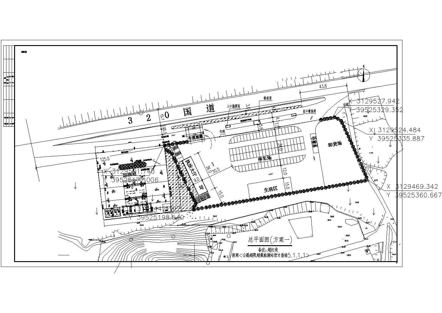 某地检测站建筑cad总平面图