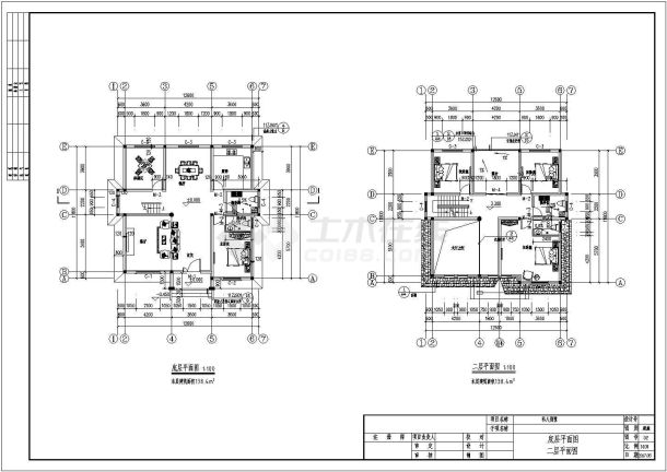 某二层小型别墅建筑设计施工图纸-图二