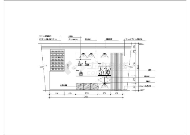 江苏省某多款餐厅区装饰墙及酒架造型立面图-图一