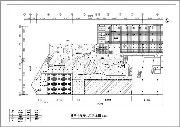 [北京]某艺术展馆整层室内装修cad平面施工图-图二