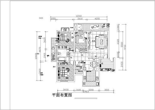 130平米室内家装设计cad方案施工图布置图-图一
