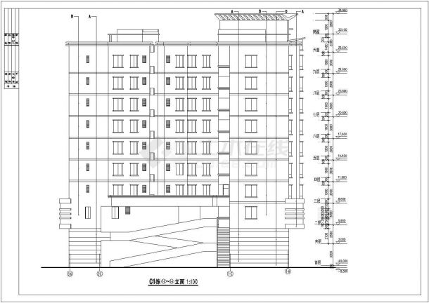 某地九层单幢小区住宅楼建筑设计图-图一