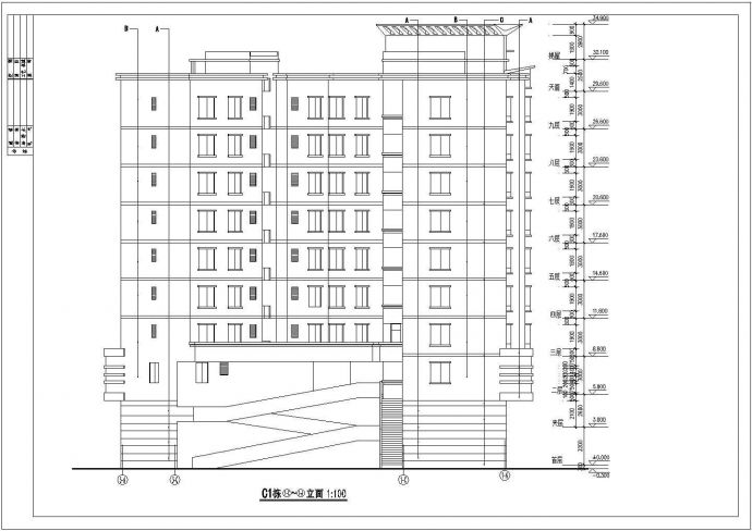 某地九层单幢小区住宅楼建筑设计图_图1