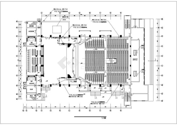 某高档影剧院装修电路电气施工图纸-图一