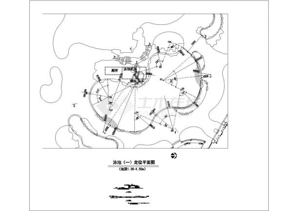 某商业中心游泳池浴场装修设计图纸-图二