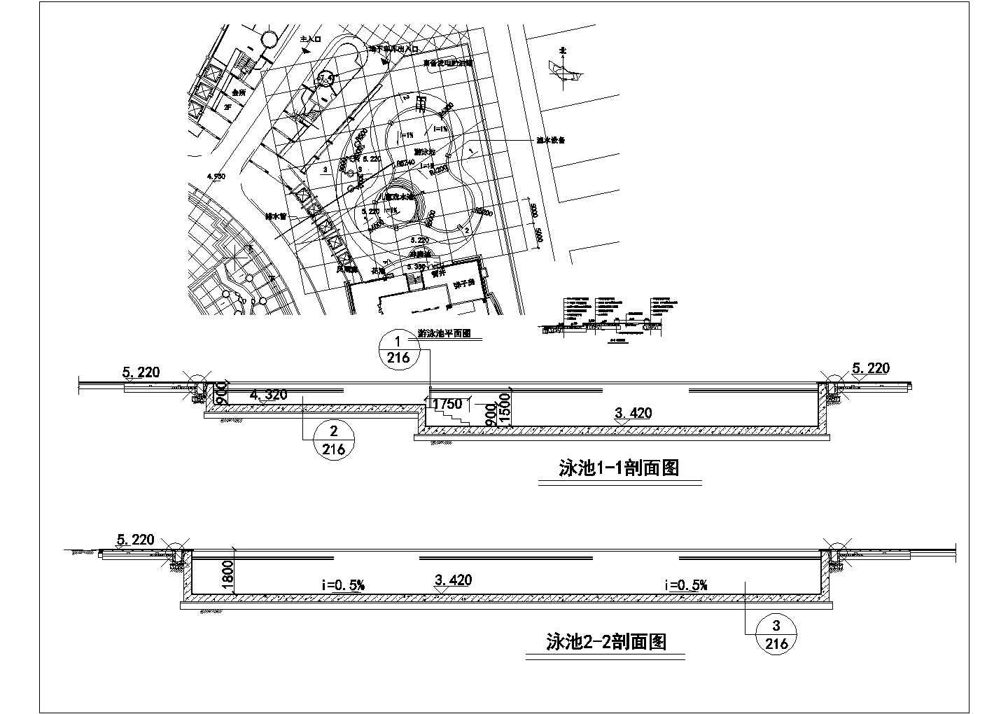 某商业中心游泳池浴场装修设计图纸