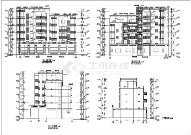 某六层商铺住宅综合楼建筑施工图纸-图二