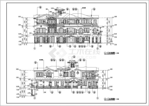 二层多卧室城堡式欧式风格别墅建筑设计图-图二