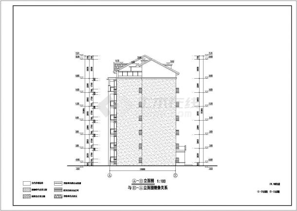 带阁楼六层顶尖多层住宅楼建筑施工设计图-图二