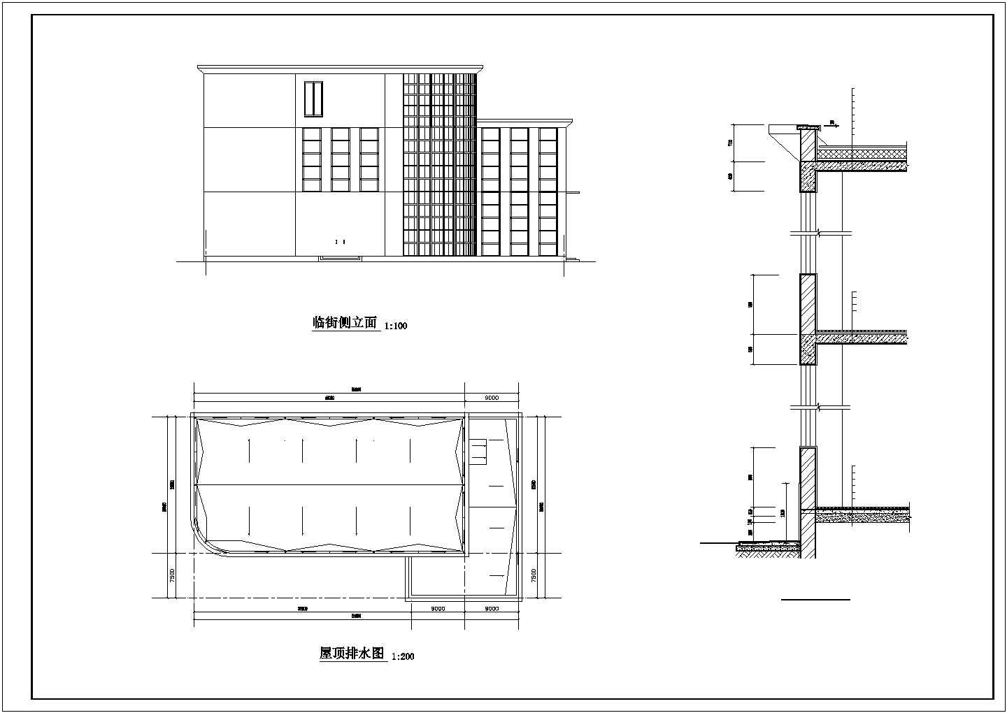 3层框架百货商场建筑图结构图