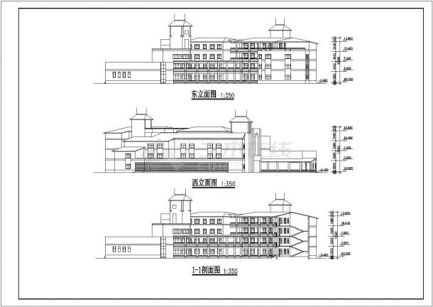 某地三层幼儿园设计规划建筑施工图-图二