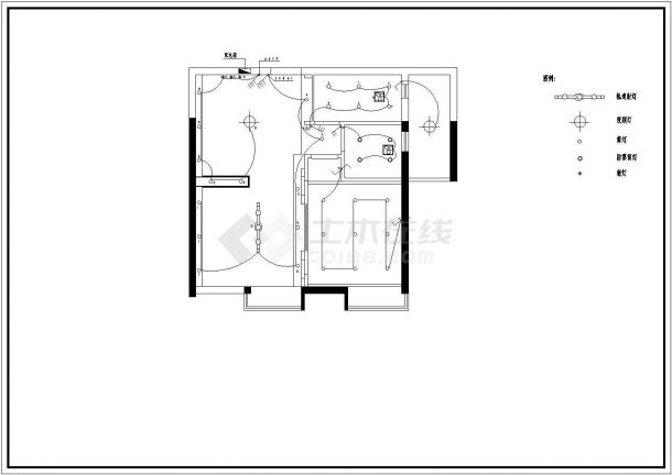 经典一室一厅家装设计方案cad施工图-图二