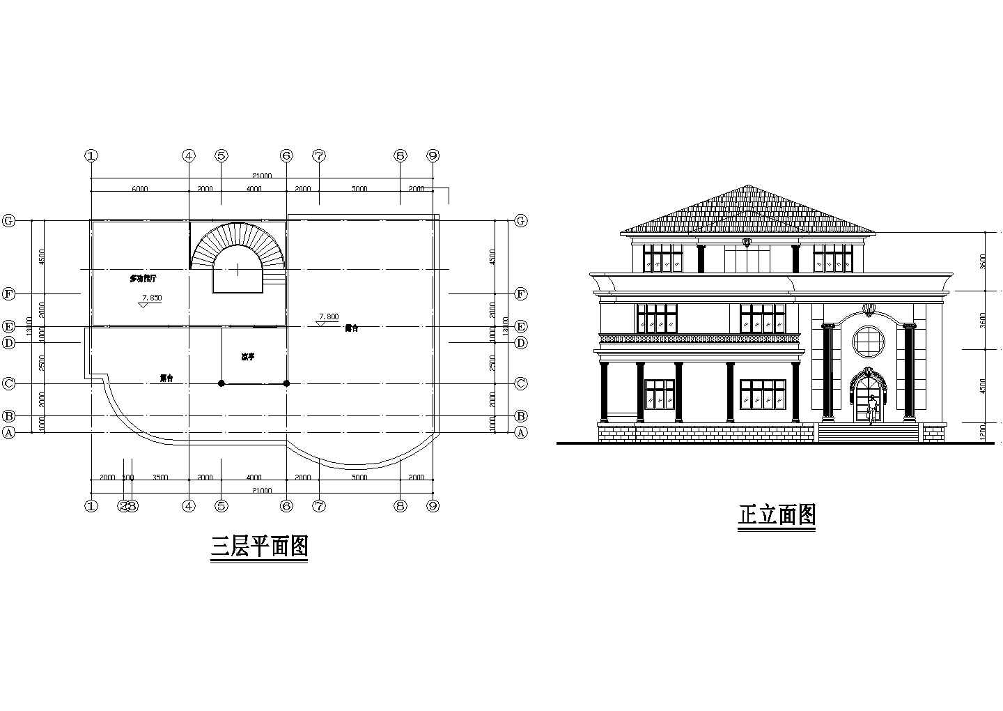 多个小别墅建筑CAD设计施工图纸