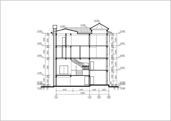 某地区多层别墅建筑CAD设计图纸_图1
