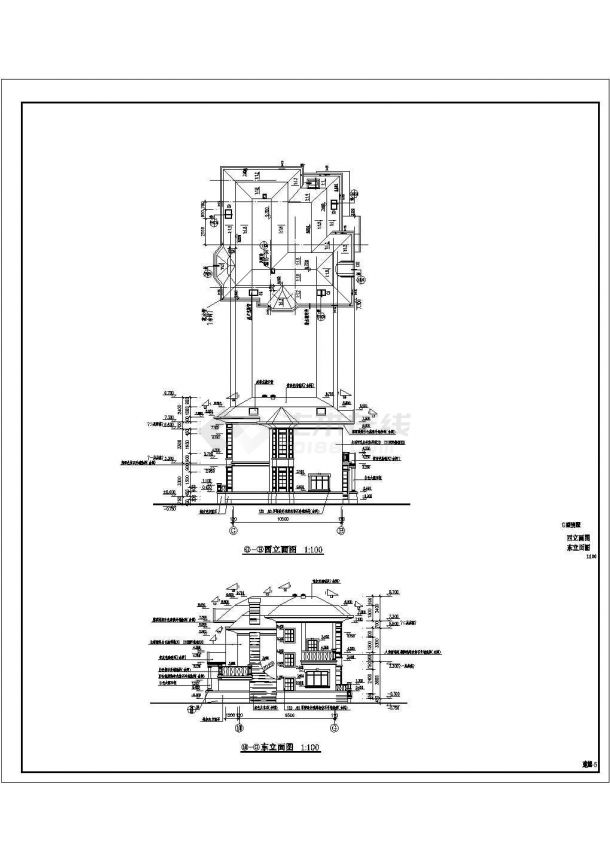某小区多层别墅建筑设计方案全套CAD图-图二