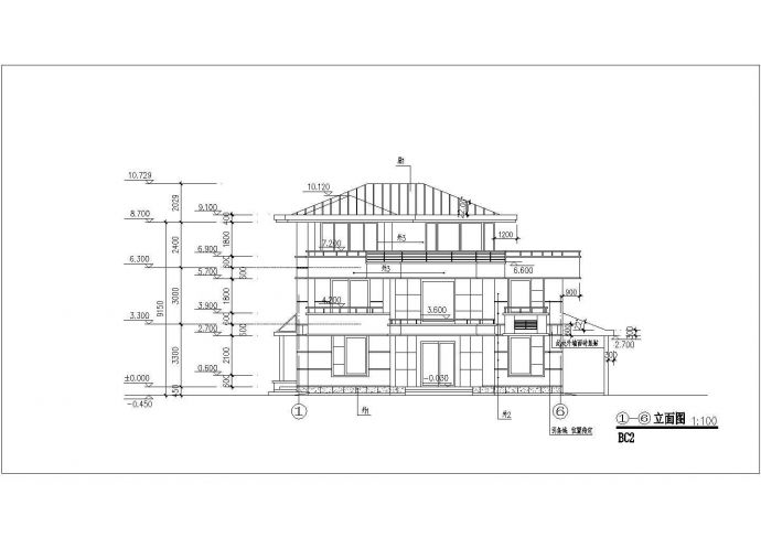 某小区三层别墅样板房建筑CAD设计图_图1