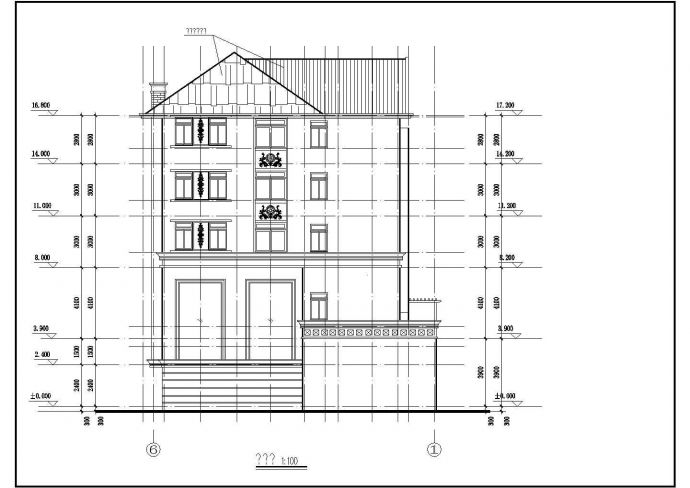某小区错层四层别墅建筑CAD设计施工图_图1