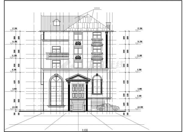 某小区错层四层别墅建筑CAD设计施工图-图二