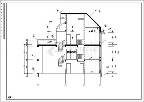 某地三层庄园别墅建筑CAD设计施工图-图二