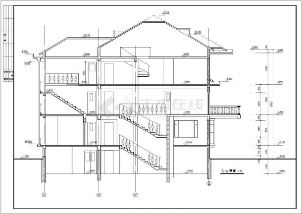 某豪华小区三层别墅建筑CAD设计施工图-图一