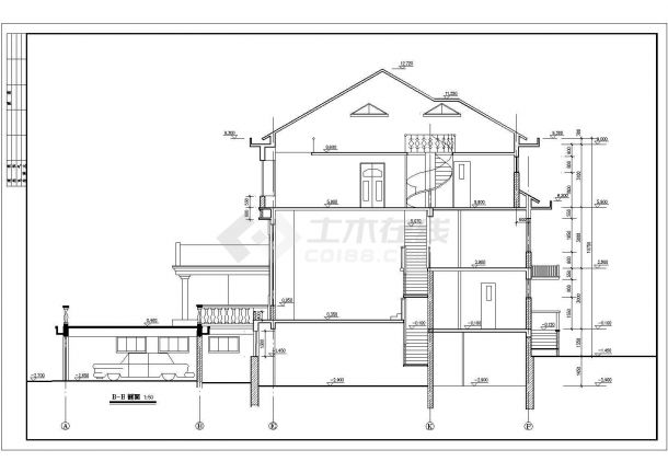 某豪华小区三层别墅建筑CAD设计施工图-图二