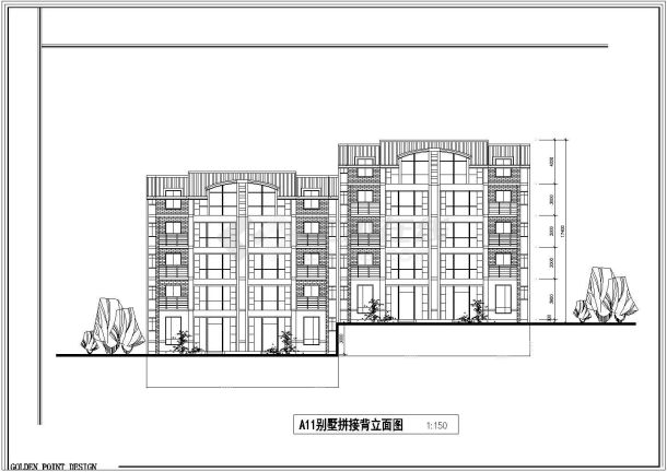 某高级四层别墅建筑CAD设计方案图纸-图二