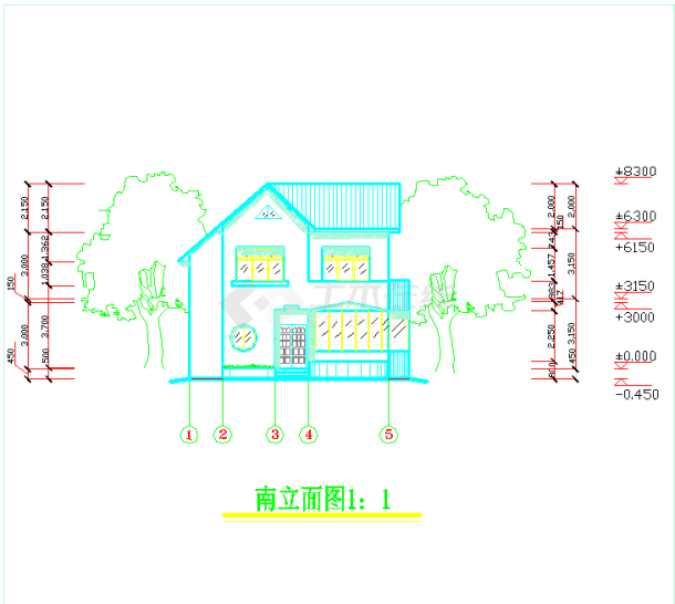 某家庭西式瓦屋顶小别墅建筑设计方案图-图二