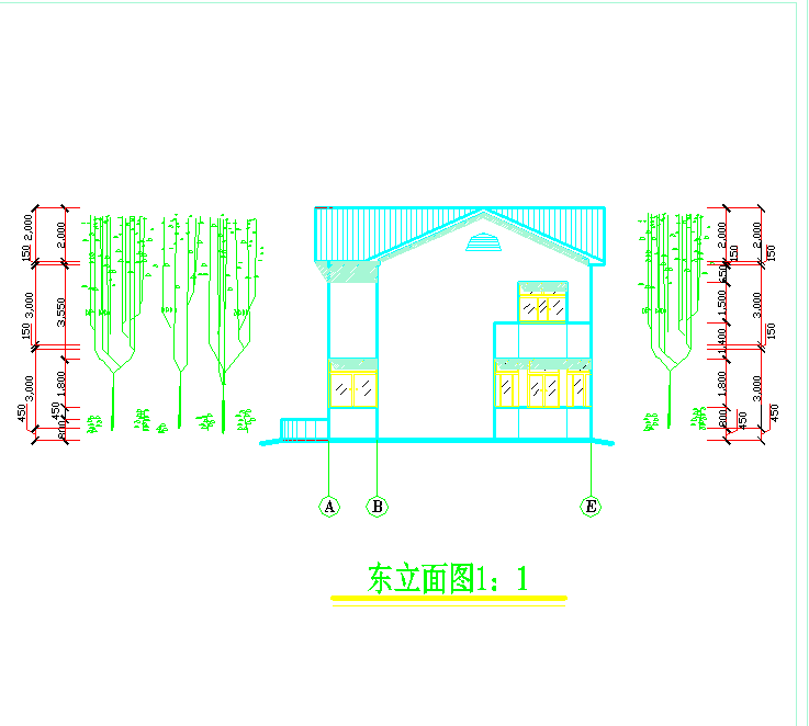 某家庭西式瓦屋顶小别墅建筑设计方案图