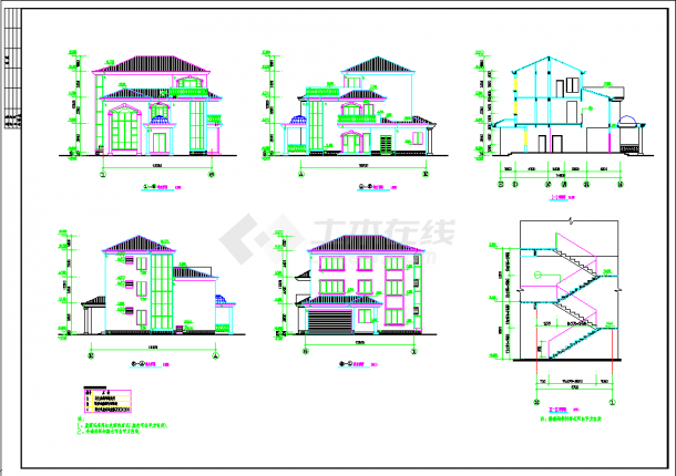某小区经典别墅建筑CAD设计图纸-图一