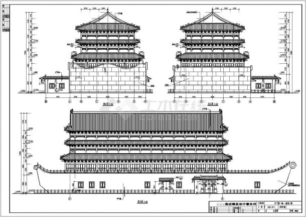某地区财神殿全套建筑施工CAD设计图纸-图二