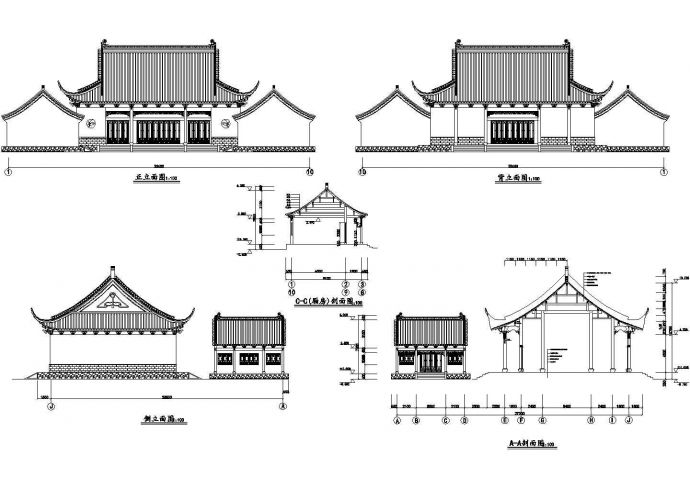 某地区财神殿全套施工CAD设计图纸_图1