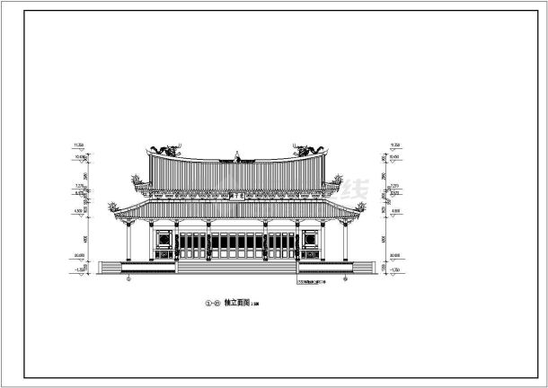 某地区道家仿古建筑大殿CAD设计图纸-图二