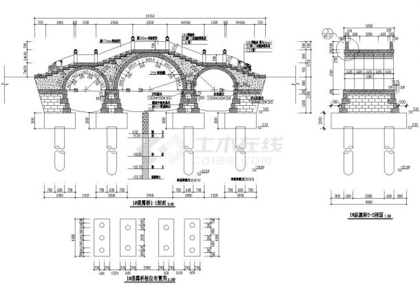 某地区古桥施工建筑CAD设计图纸-图二