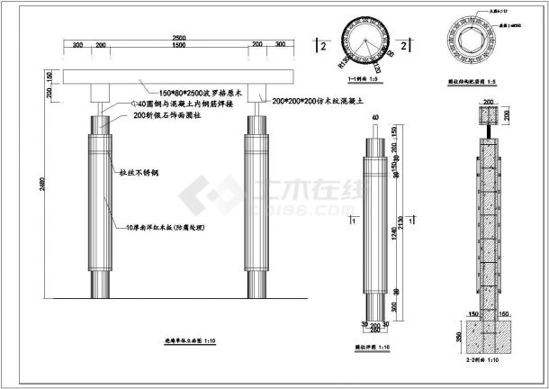 某地区某花架古建施工CAD设计图纸-图一