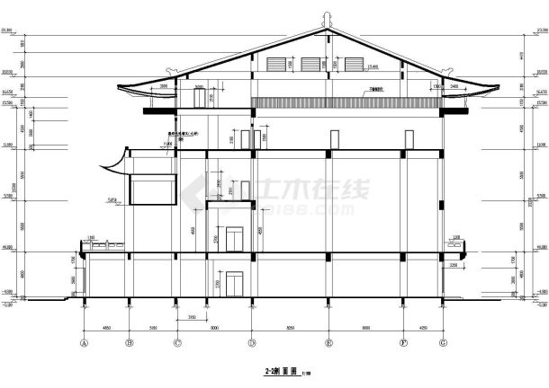 某地区静音寺建筑施工CAD设计图纸-图一