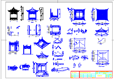 某地区龙吟寺双亭建筑CAD设计图纸