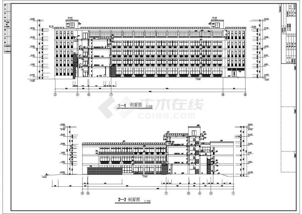 某地大学五层教学楼建筑设计施工图-图一