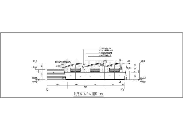 佛山市某单层汽车展厅建筑设计方案图-图一