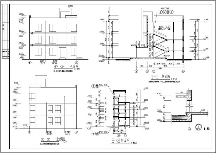 三层欧式风格城堡幼儿园详细建筑施工设计图_图1