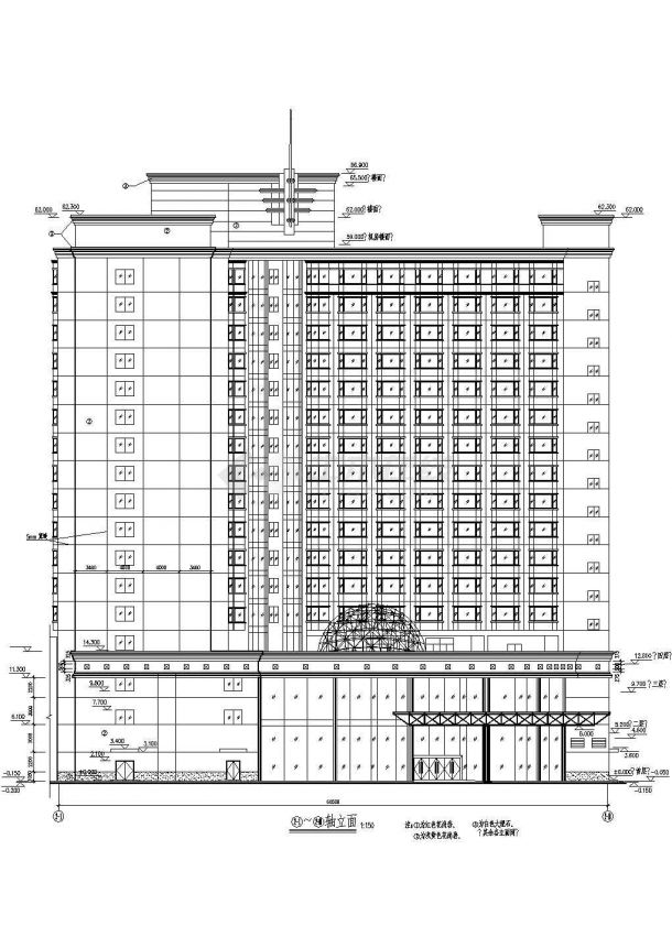 十六层局部商务酒店施工建筑设计图纸-图一