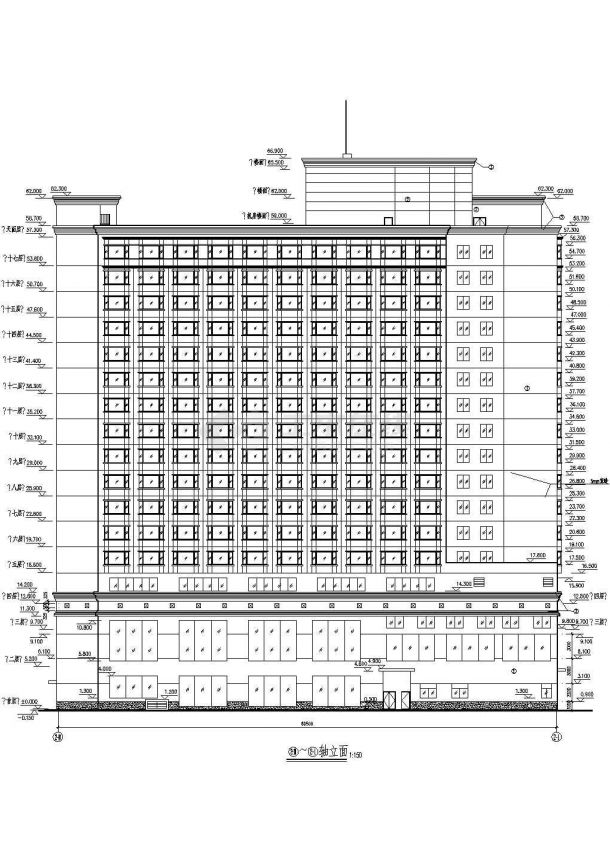 十六层局部商务酒店施工建筑设计图纸-图二