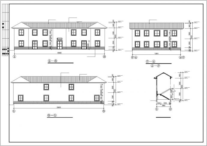 某现代客家民居建筑设计CAD图纸_图1