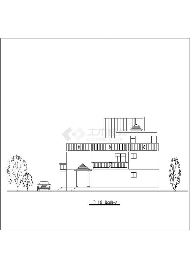 现代风格两层独立别墅建筑设计施工图纸-图二