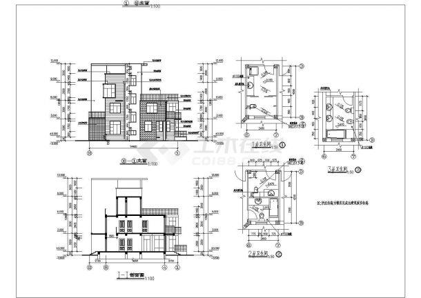 现代风格双层独体别墅建筑设计施工图纸-图二