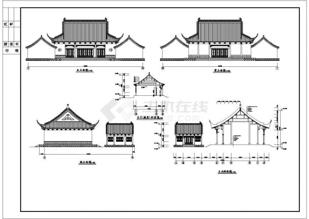 财神殿建筑设计施工图纸（共6张）-图一