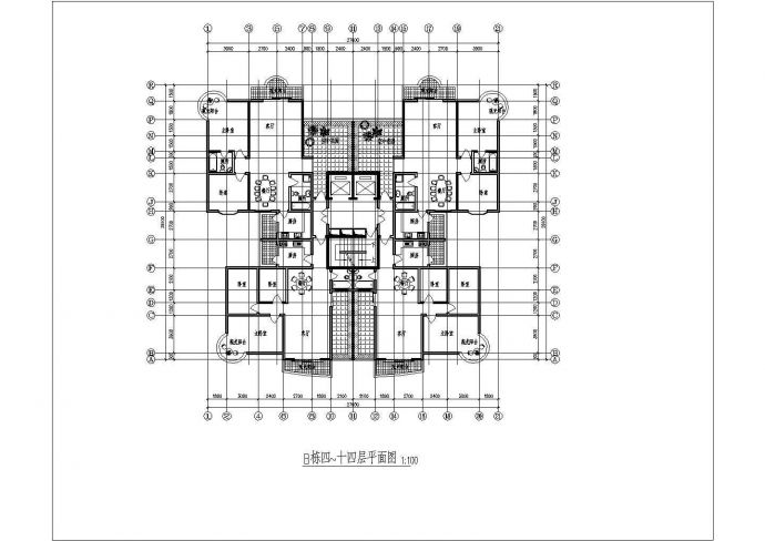 某地区十八层电梯商住楼设计CAD图_图1