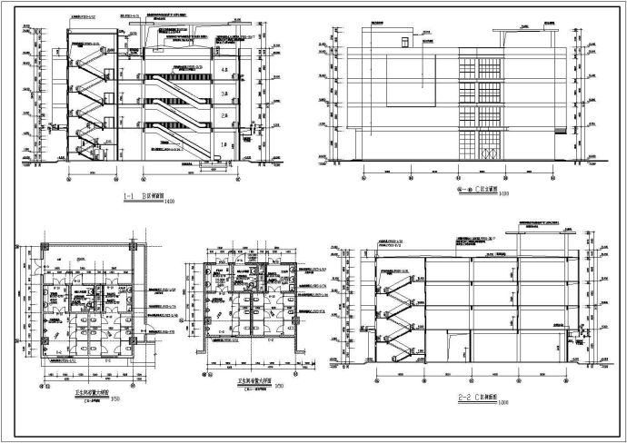 四层现代商业厂房建筑施工详细建筑设计图_图1