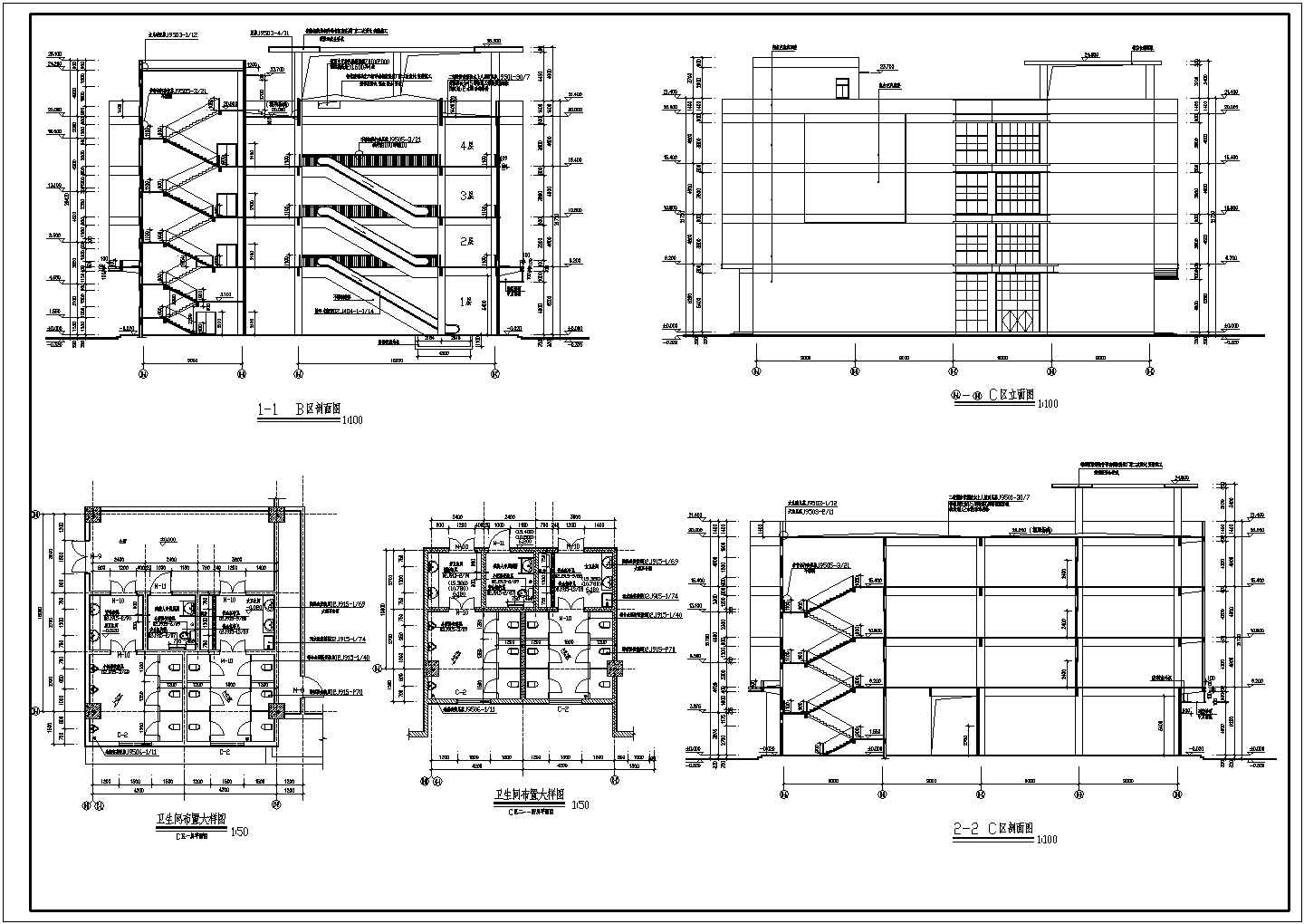 四层现代商业厂房建筑施工详细建筑设计图